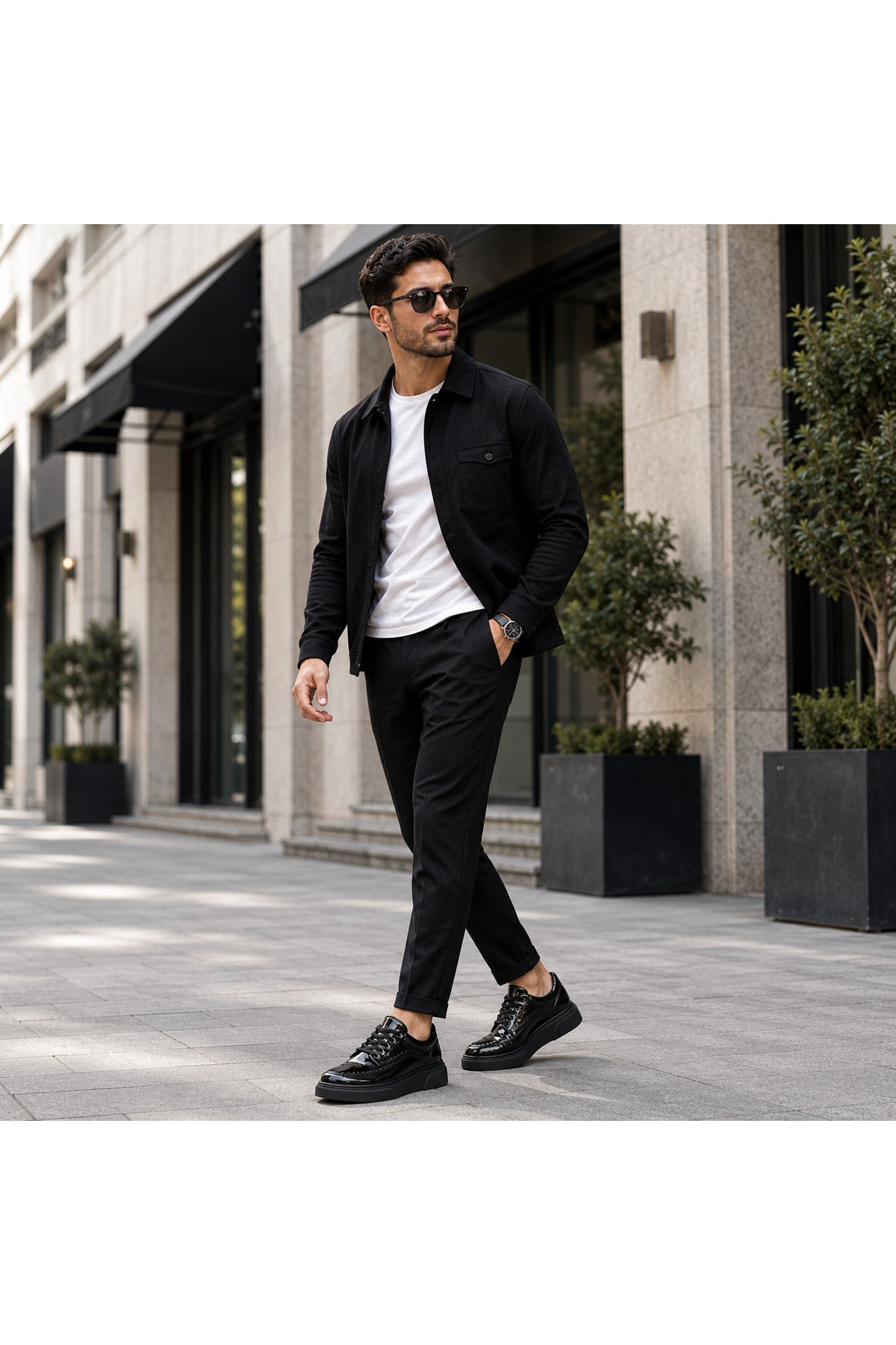 BESKAR KB X12 Kömür Rugan Erkek Günlük Sneaker Ayakkabı — görsel 7