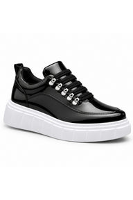 BESKAR KB X10 Yüksek Tabanlı Erkek Günlük Sneaker — Siyah Rugan