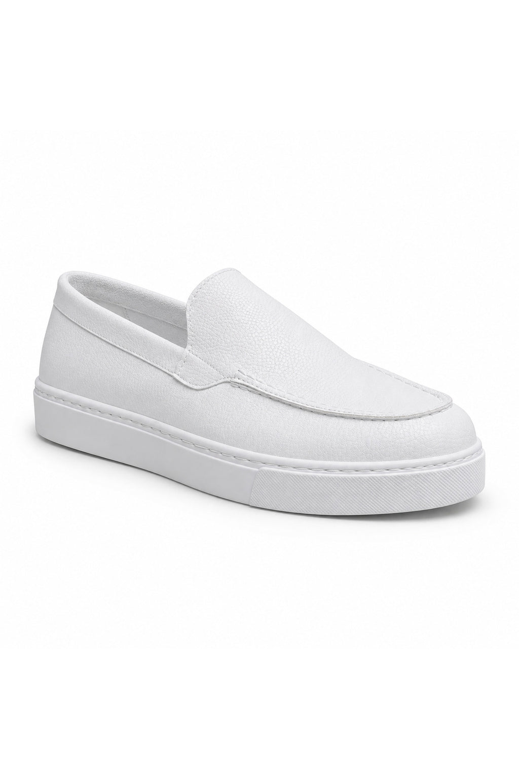 BESKAR BA0241 Beyaz Cilt Bağcıksız Yüksek Tabanlı Erkek Sneaker — görsel 1