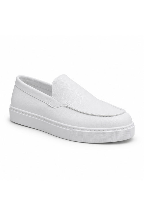 BESKAR BA0241 Beyaz Cilt Bağcıksız Yüksek Tabanlı Erkek Sneaker — görsel 1