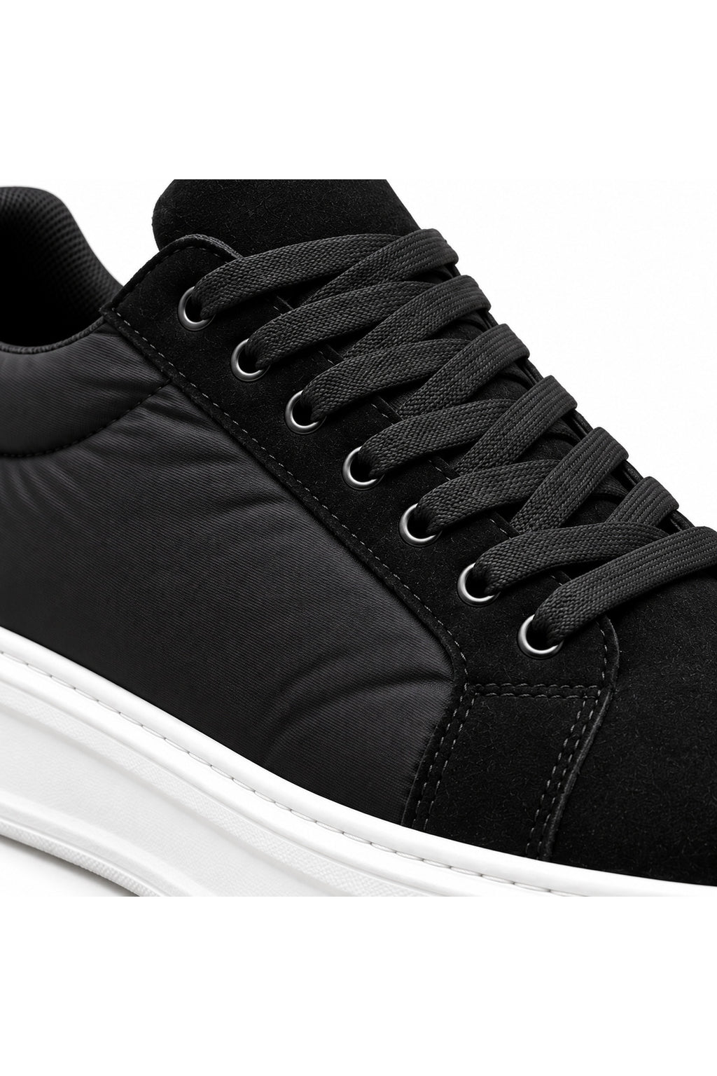 BESKAR KB 046 Siyah Beyaz Taban Paraşüt Kumaş Detaylı Erkek Sneaker — görsel 6