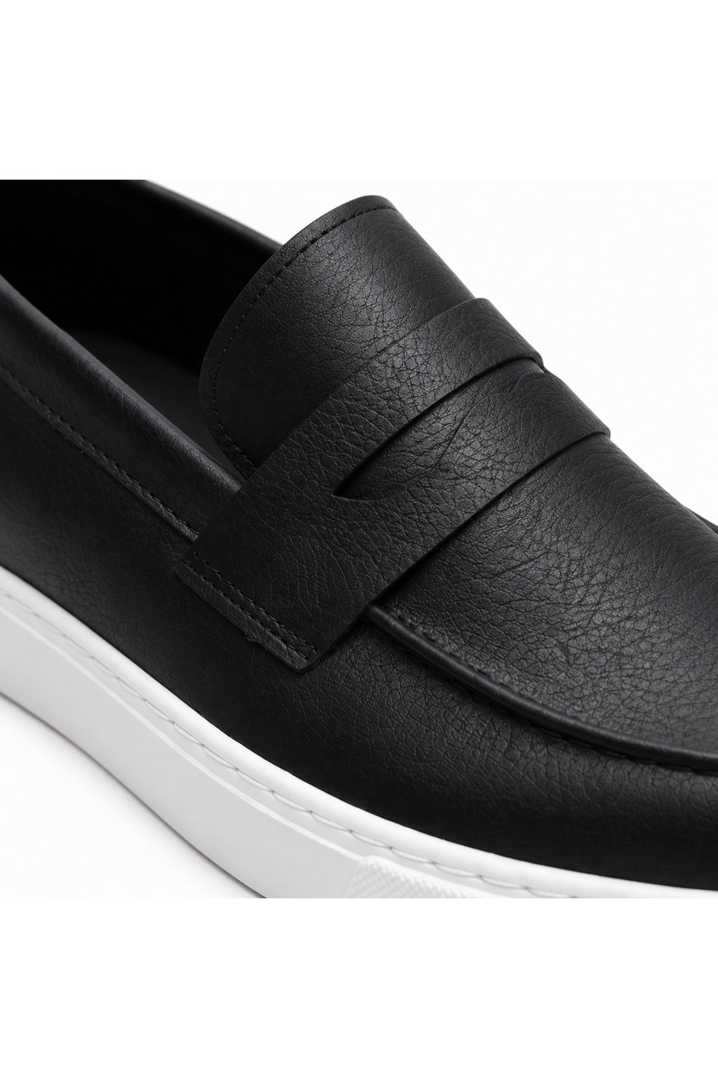 BESKAR BA0580 Siyah Cilt Beyaz Taban Kuşaklı Kalın Tabanlı Erkek Loafer Ayakkabı — görsel 4