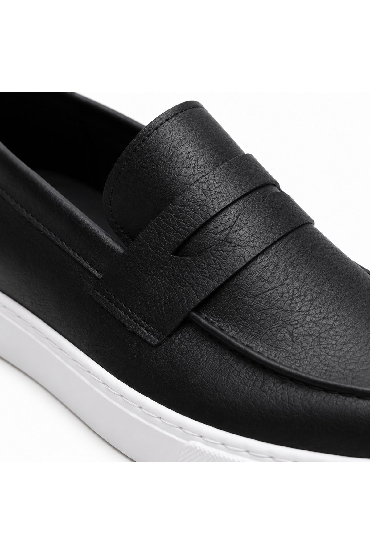 BESKAR BA0580 Siyah Cilt Beyaz Taban Kuşaklı Kalın Tabanlı Erkek Loafer Ayakkabı — görsel 4
