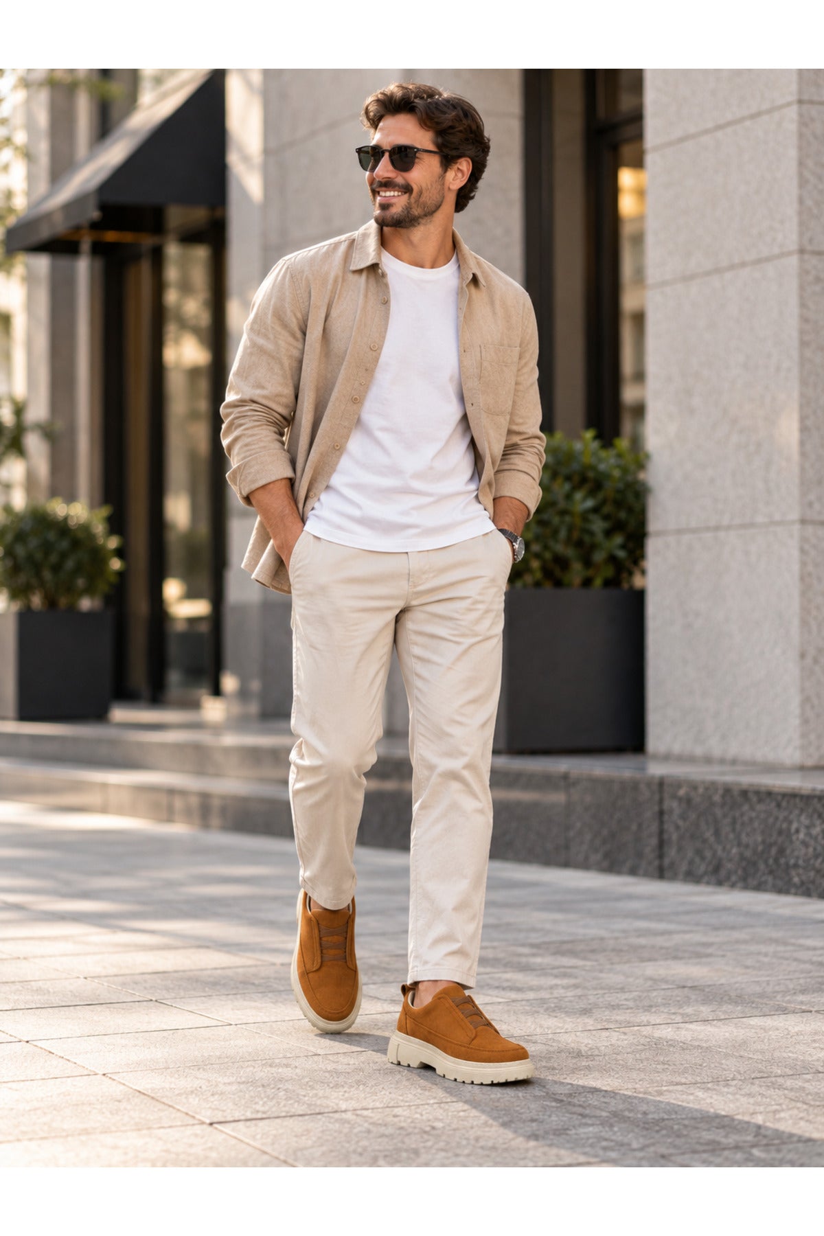 BESKAR KB 703 Taba Süet Görünümlü Bağcıksız Lastikli Erkek Günlük Sneaker — görsel 5
