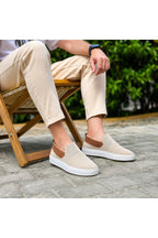 BESKAR KB 114 Bej Taba Bağcıksız Triko Erkek Günlük Sneaker — görsel 7