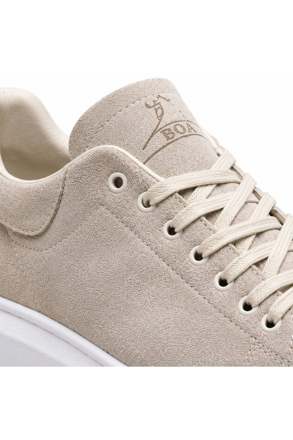 BESKAR BA0547 Krem Süet Görünümlü Bağcıklı Kalın Tabanlı Erkek Sneaker — görsel 4