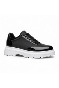 BESKAR BA0243 Rugan Paraşüt Detaylı Bağcıklı Erkek Sneaker — Siyah Rugan – Beyaz Taban