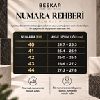 BESKAR numara rehberi: EU 40–44 için ayak uzunluğu aralıkları ve numara seçimi