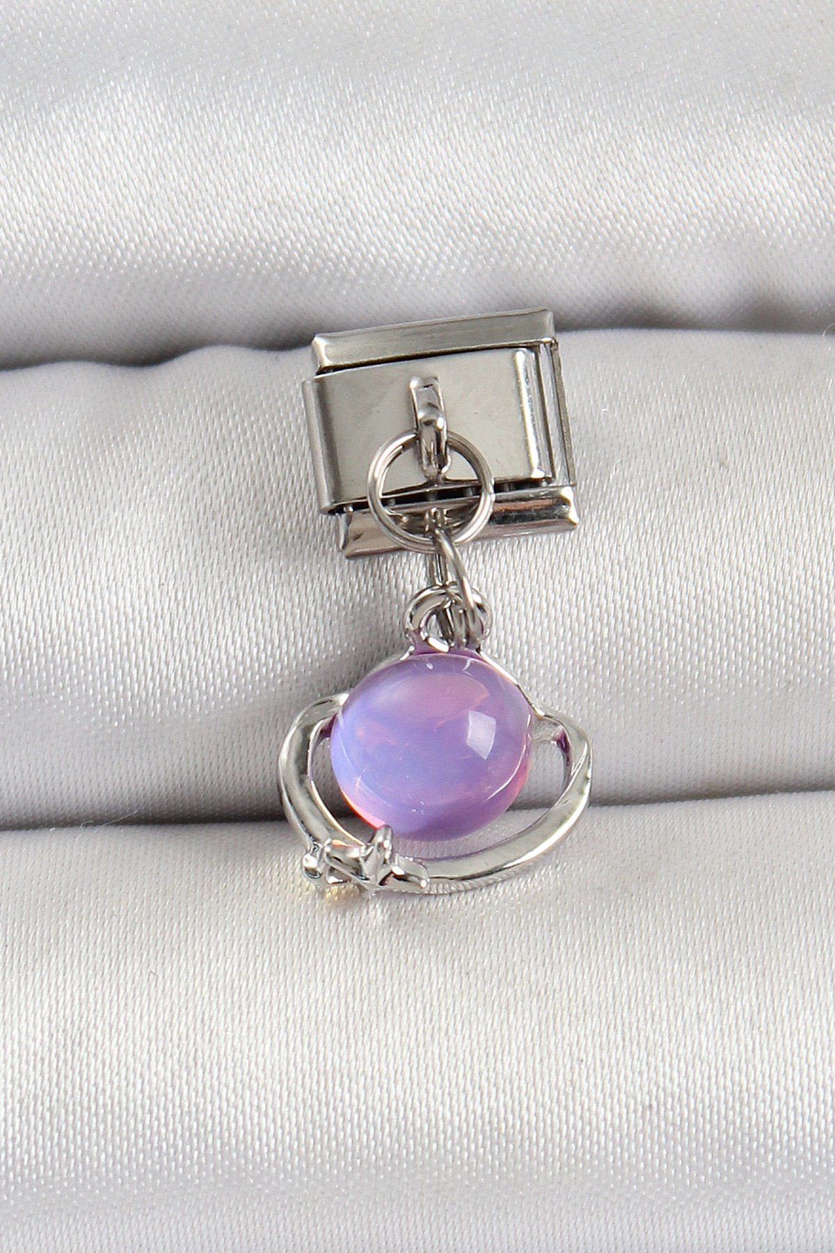 316L Çelik Gümüş Renk Ay Taşı Model Nomination Charm