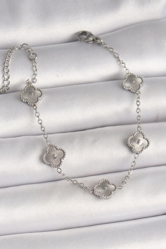 316L Çelik Gümüş Renk İşlemeli Baby Boy Yonca Model Kadın Bileklik