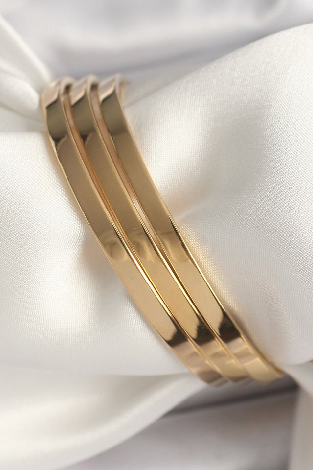 316L Çelik Gold Renk Ajda Model 60 mm Kadın Bilezik