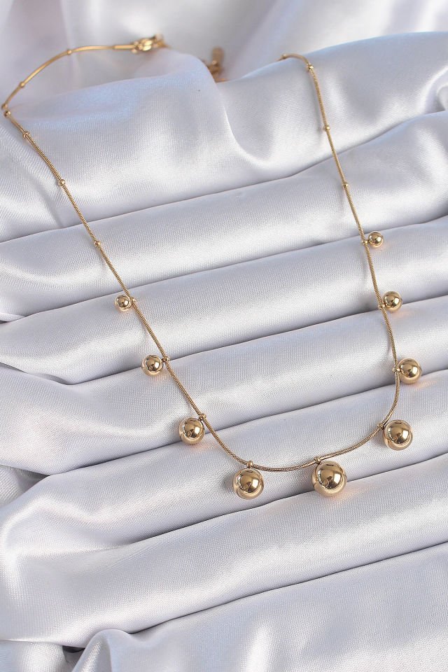 Kadın Gold Top Kolye – Minimalist 316L Çelik Tasarım