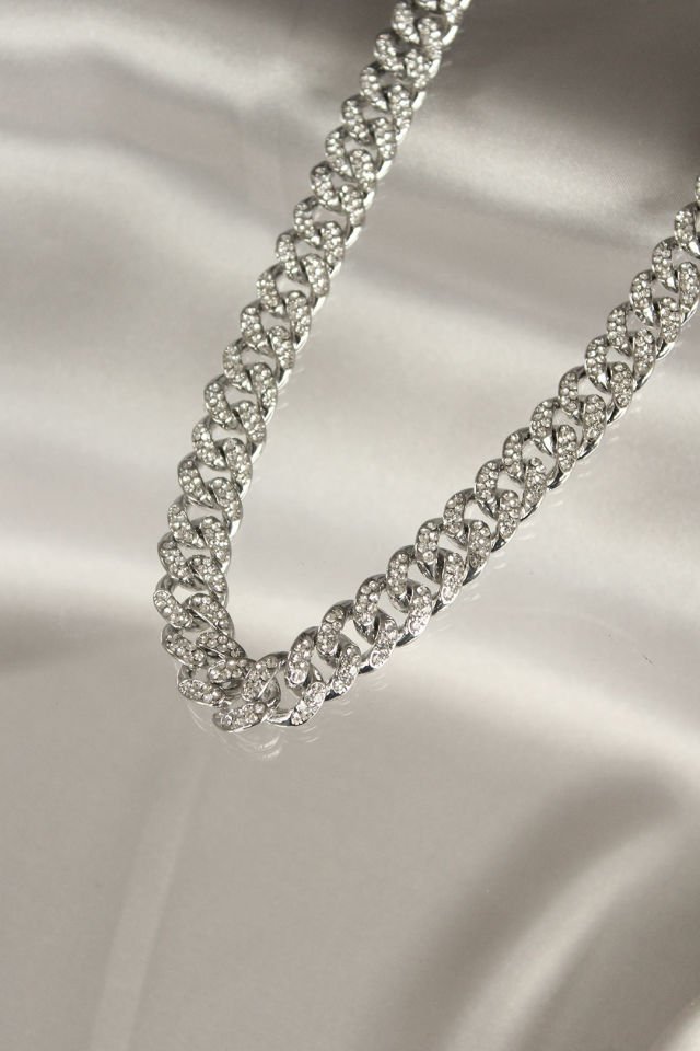 Zirkon Taş Kaplama Gümüş Renk Çelik Kadın Kolye