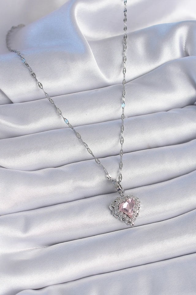 Kadın Gümüş Kalp Kolye – Zirkon Taşlı 316L Çelik Zincir