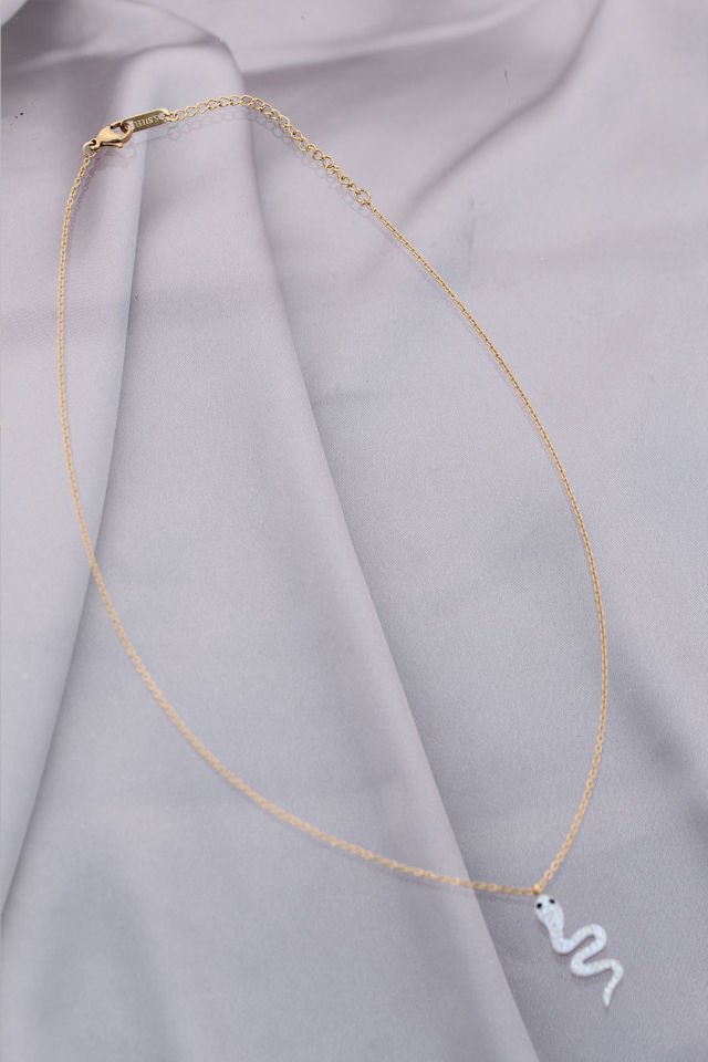 Trend Zirkon Taşlı Yılan Model Çelik Kadın Kolye