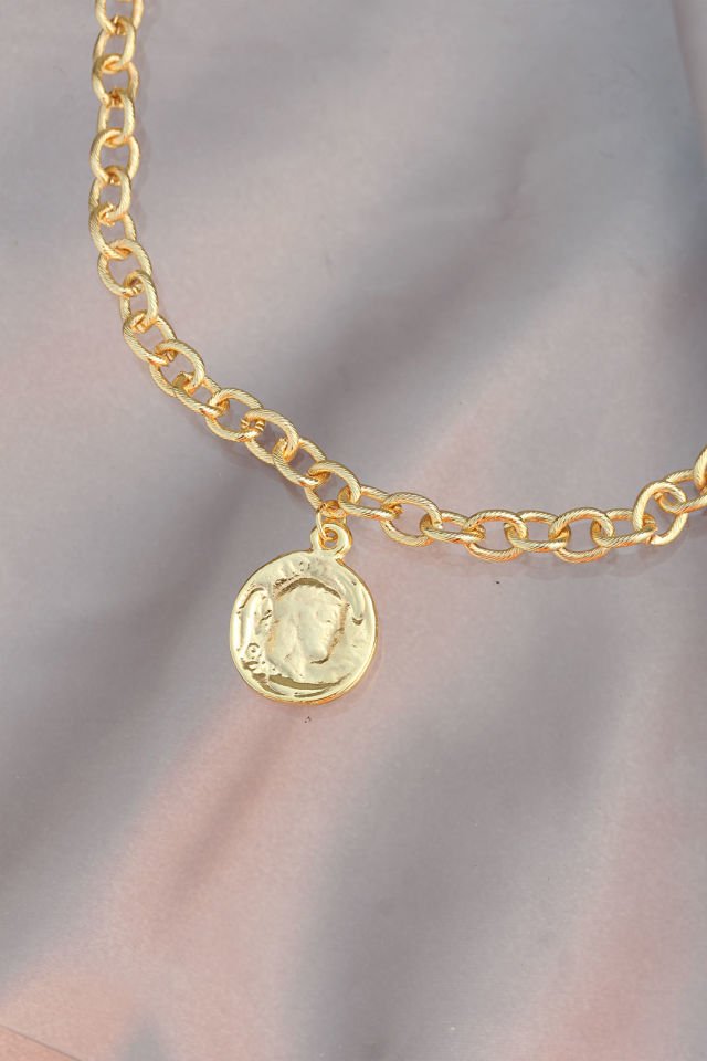 Gold Metal Zincirli Kadın Kolye