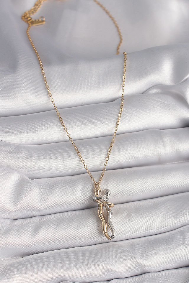 316L Çelik Gold Renk Zincir Renkli Sarılma Model Kadın Kolye