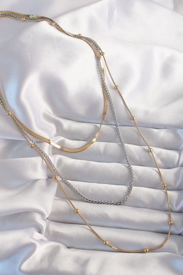 316L Çelik Çift Renk Uzun Çoklu Kolye