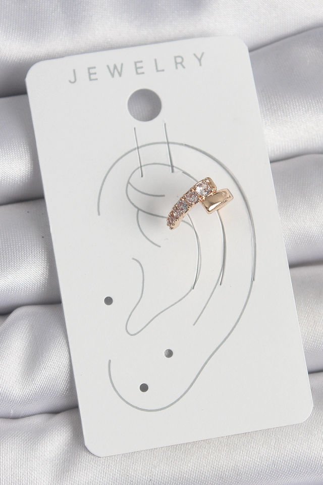 Pirinç Gold Renk Zirkon Taşlı Kadın Kıkırdak Küpe