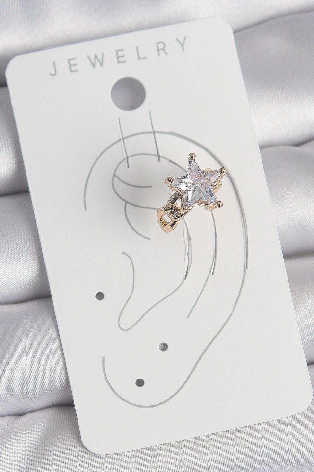 Pirinç Gold Renk Zirkon Taşlı Yıldız Model Kadın Kıkırdak Küpe