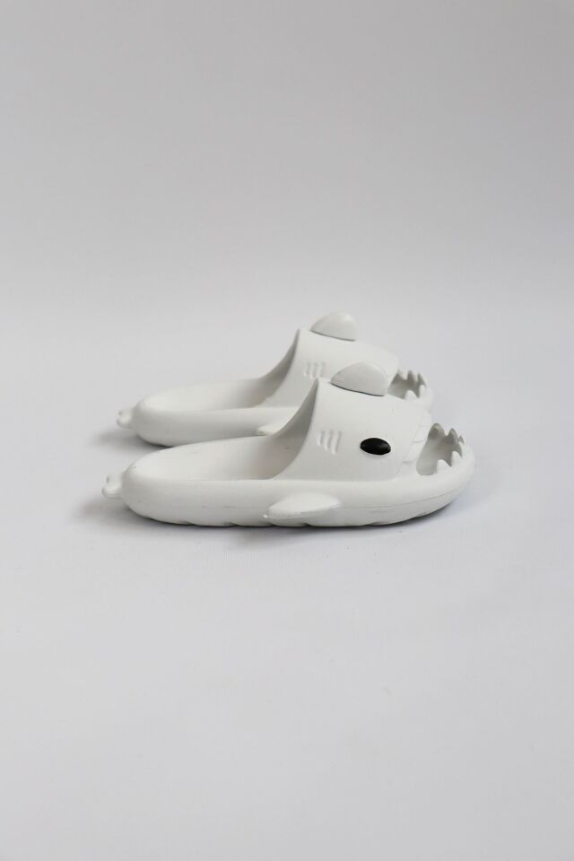 WG500 Köpekbalığı Beyaz Unisex Tam Ortopedik Terlik Shark Slides Cocuk