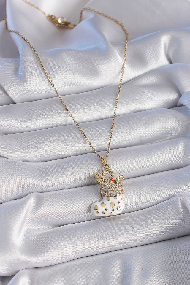 Gold Noel Çorabı Kolye - 316L Çelik