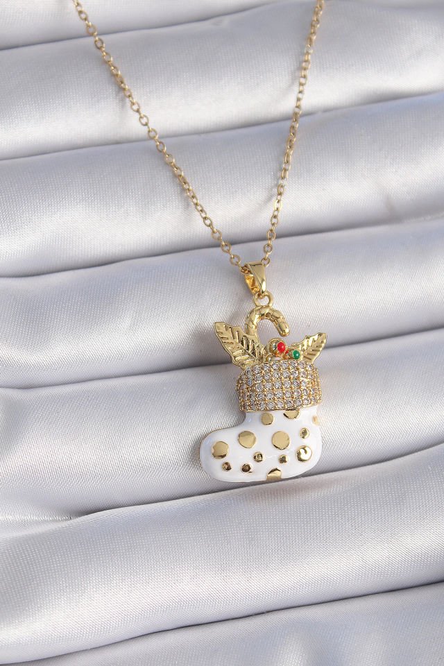 Gold Noel Çorabı Kolye - 316L Çelik