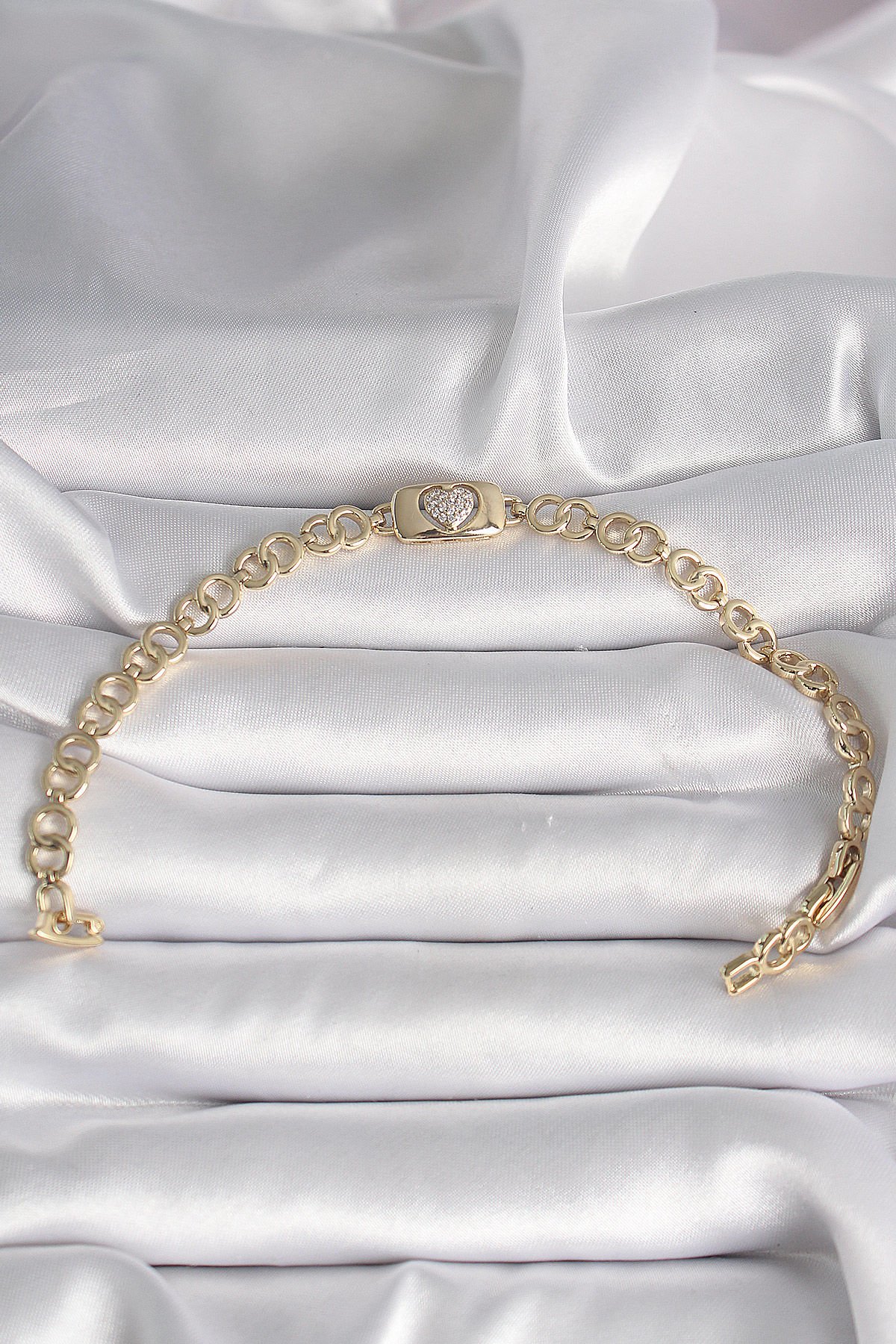 Gold Zirkon Taşlı Kalp Bileklik - Xuping Exclusive VIP Seri