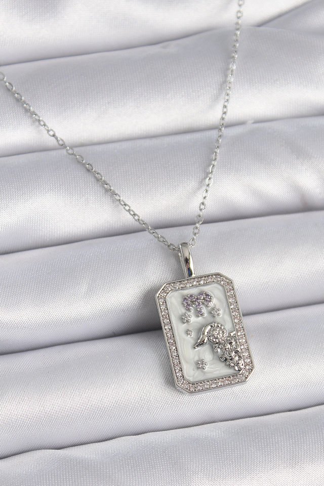 Gümüş Koç Burcu Zirkon Kolye- 316L Çelik
