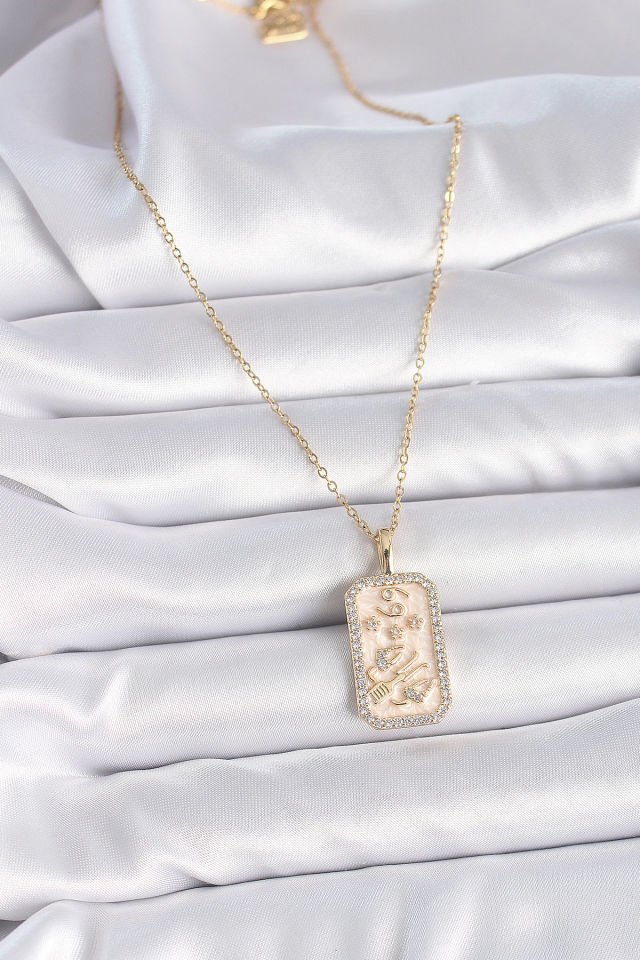 Gold Yengeç Burcu Zirkon Kolye - 316L Çelik