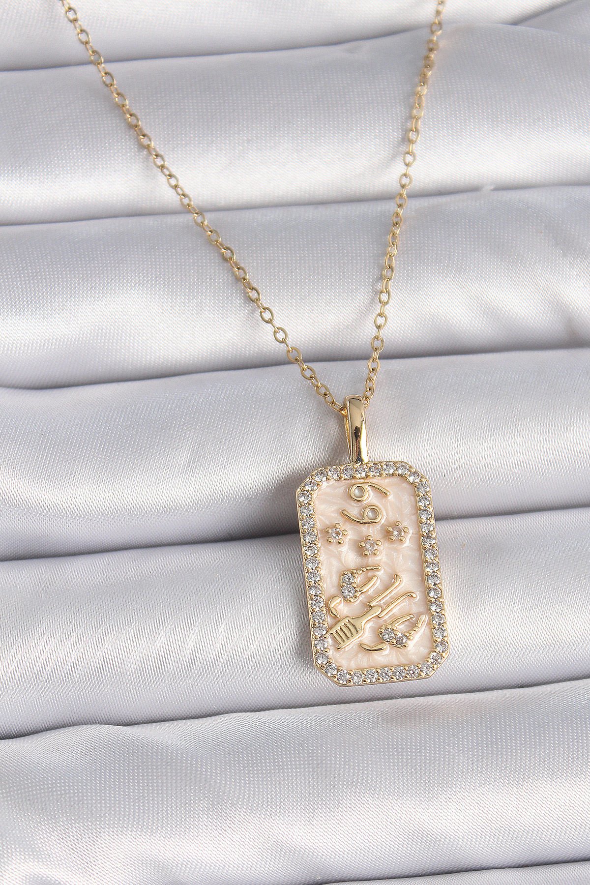 Gold Yengeç Burcu Zirkon Kolye - 316L Çelik