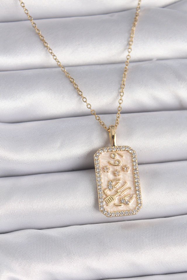 Gold Yengeç Burcu Zirkon Kolye - 316L Çelik