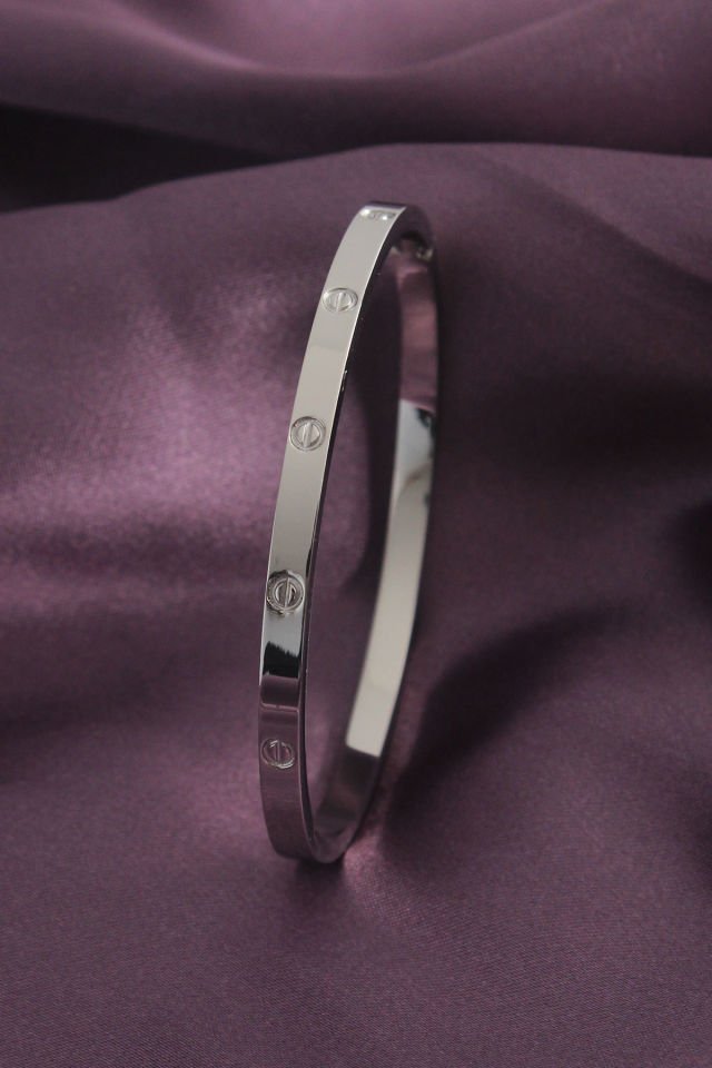 316L Çelik Gümüş Renk Kadın Kelepçe Bilezik