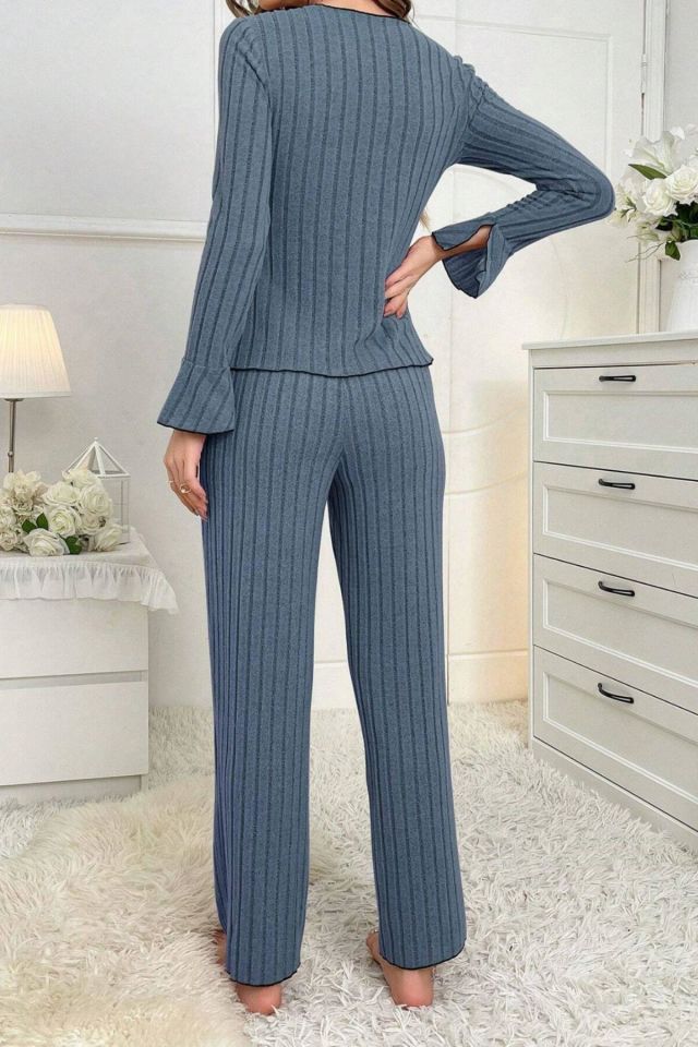 Bella Notte Mavi Uzun Kollu Pamuklu Pijama Takımı 7095