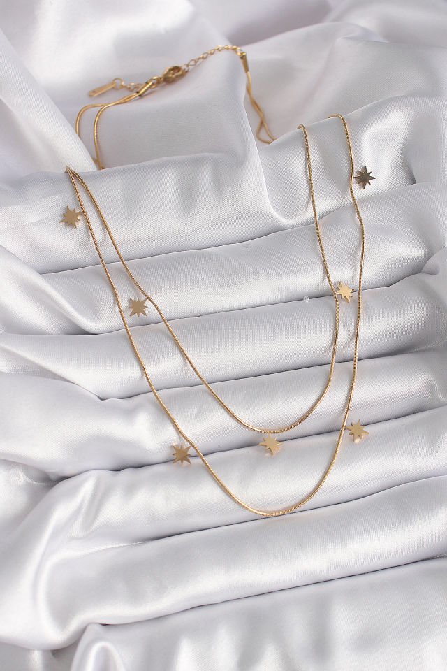 Kadın Gold  2'li Kutup Yıldızı Kolye - 316L Çelik