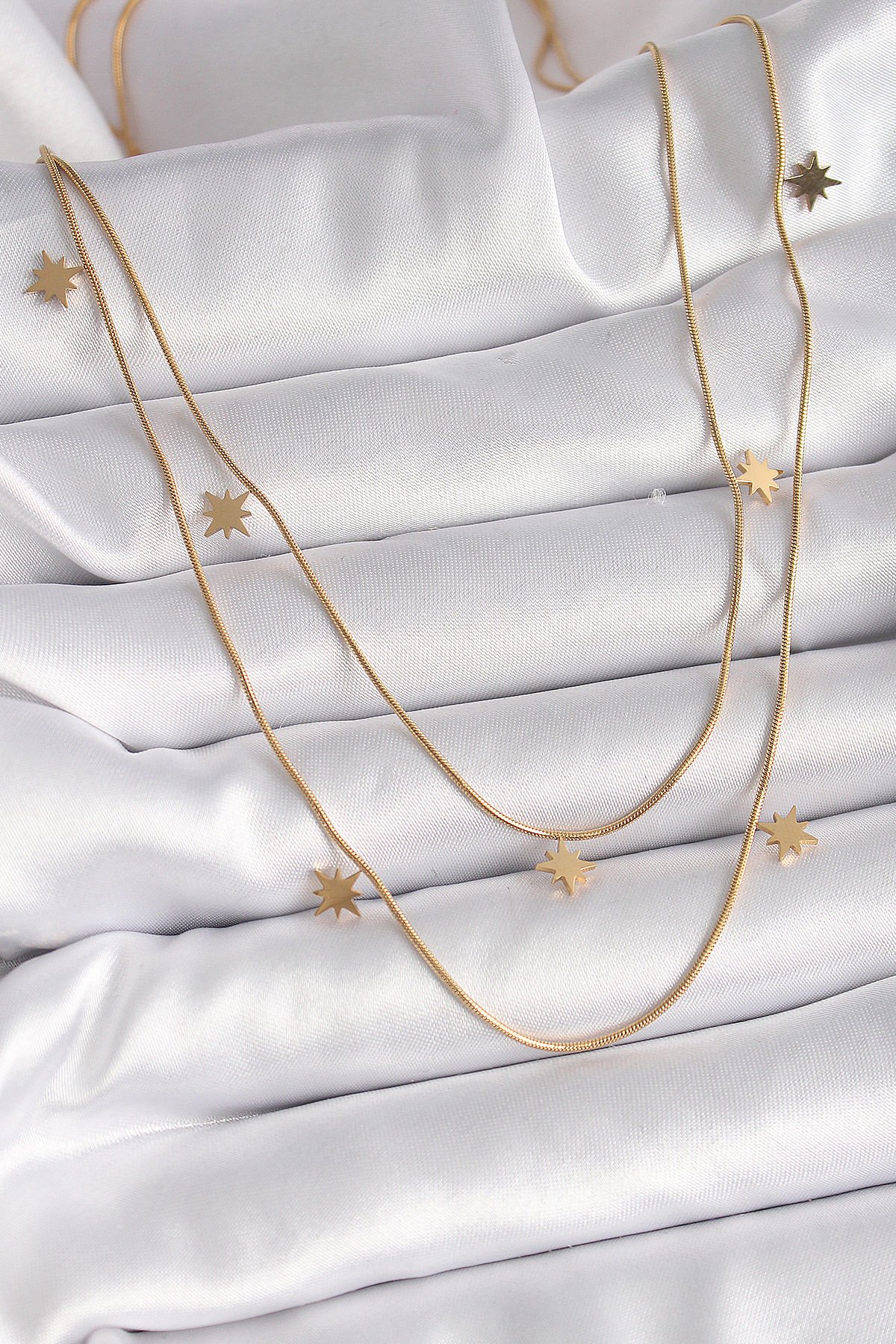 Kadın Gold  2'li Kutup Yıldızı Kolye - 316L Çelik