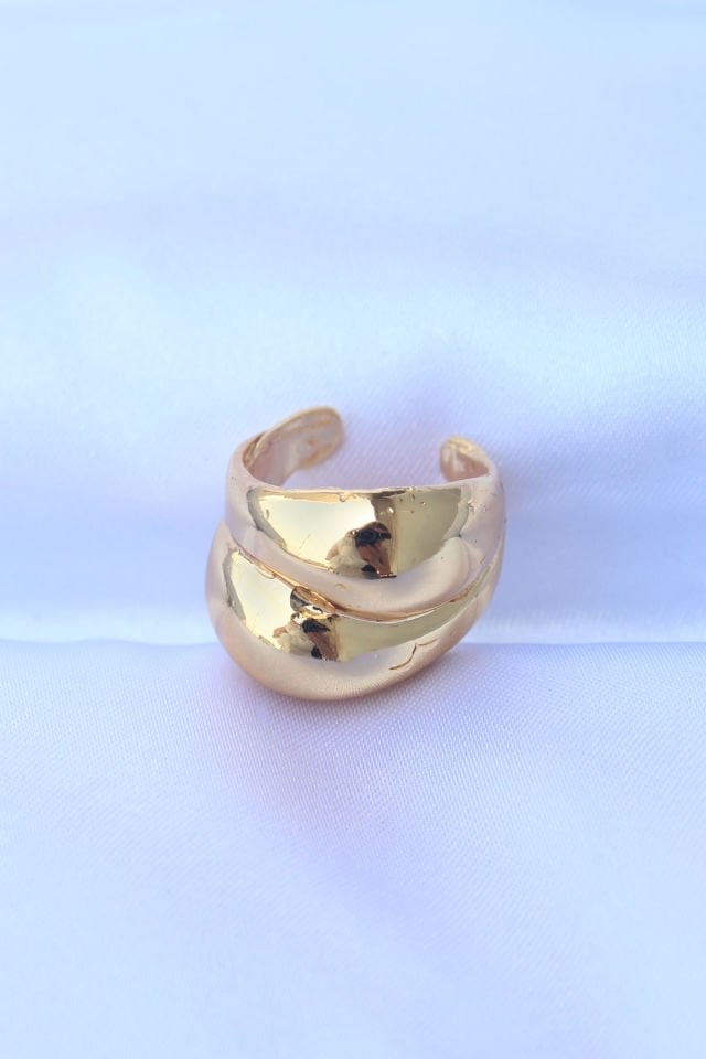 Pirinç Gold Renk Ayarlanabilir Damla Yüzük